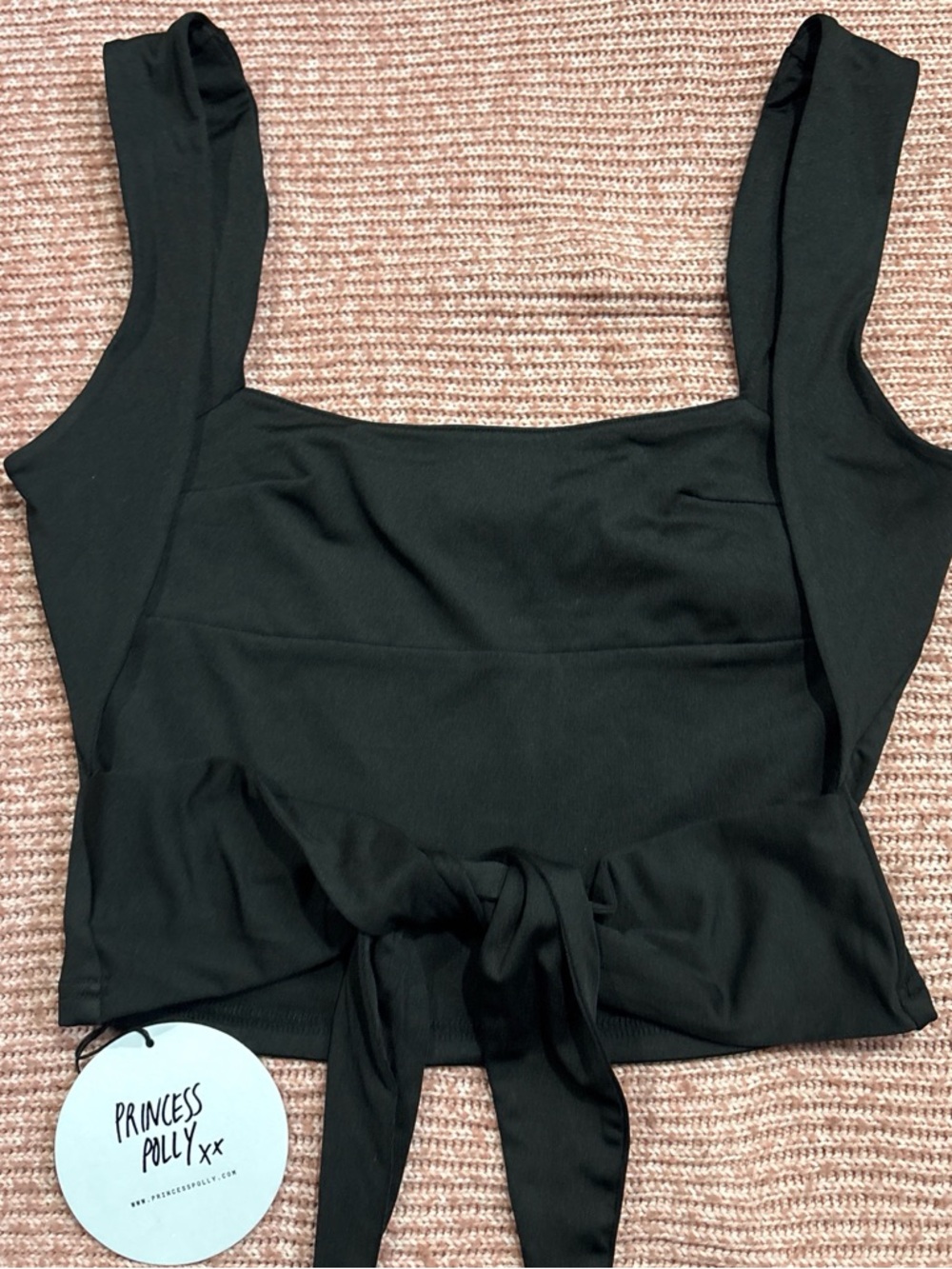 Princess Polly Black Square Neck Crop Top - Picture 3 of 4